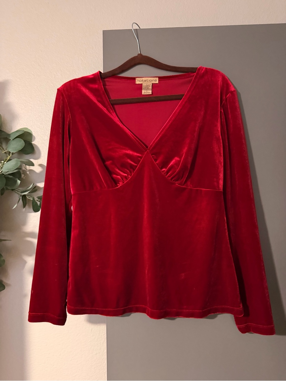 Vintage Red/Maroon Velvet Babydoll Long Sleeve Top